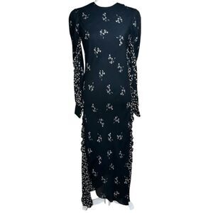 Tibi Black Multi Lila Floral Print Florence Midi Ruffle Long Dress Size 00‎